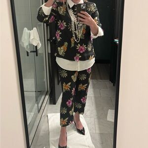SilkLand Black Floral Pantsuit